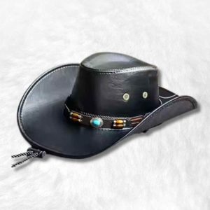 Chapeau Cowboy Cuir noir pour Femme